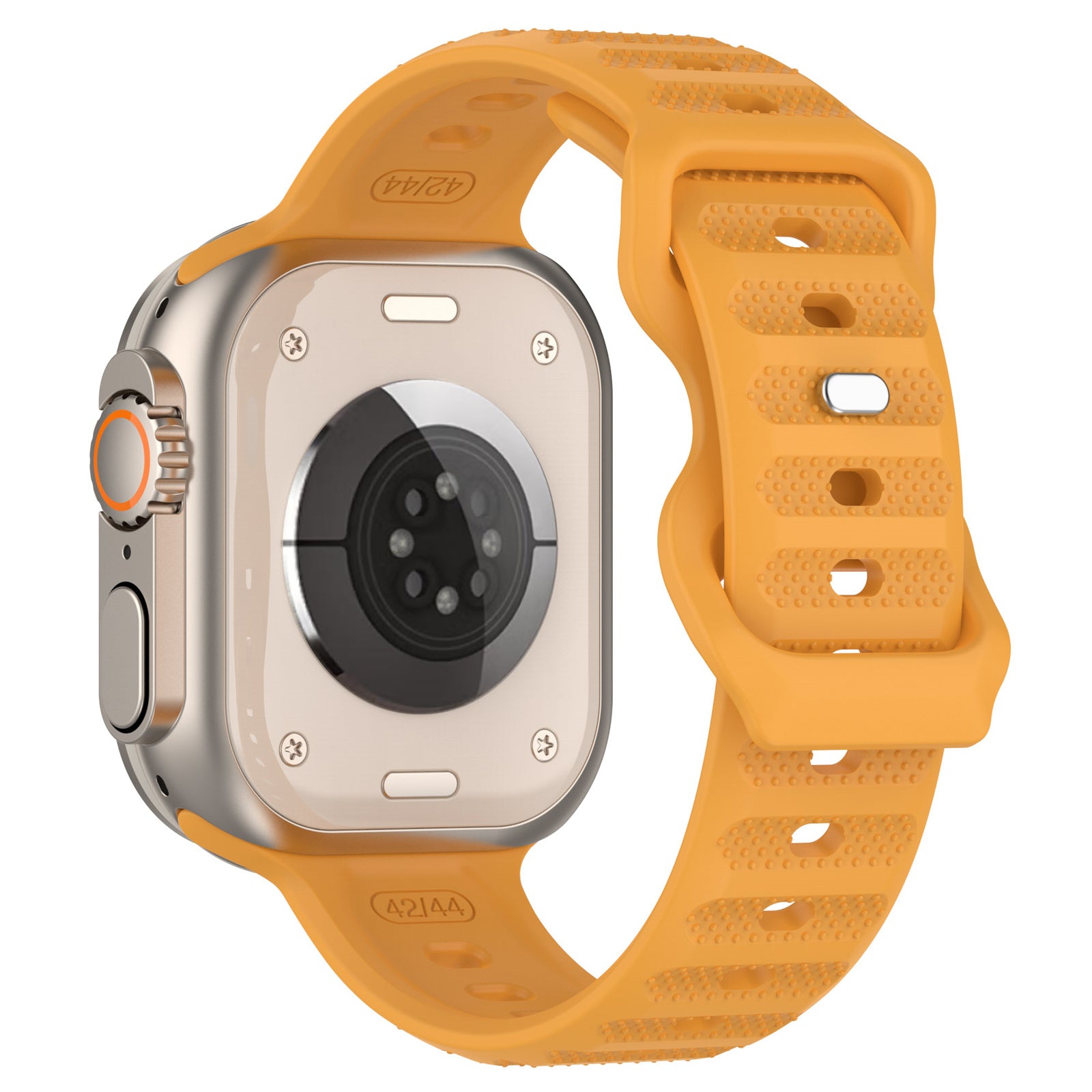 Uniqkart for Apple Watch Ultra 49mm / Series 8 7 45mm / 6 5 4 SE (2022) SE 44mm / 3 2 1 42mm Dot Surface Watch Strap Silicone Watchband - Yellow Uniqkart for Apple Watch Ultra 49mm / Series 8 7 45mm / 6 5 4 SE (2022) SE 44mm / 3 2 1 42mm Dot Surface Watch Strap Silicone Watchband - Yellow
